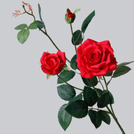 Realistic Artificial Rose Bouquet - 2 Blooms & 1 Bud | Wedding Home Decor (25.2x9.4 Inches)