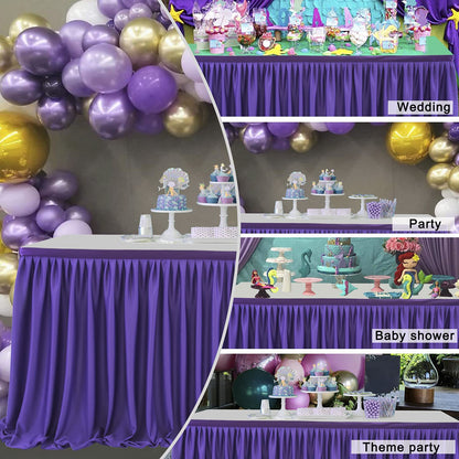 Bulk 2Pcs Polyester Ruffle Tutu Table Skirt for Rectangle Table Birthday Party Wedding Baby Shower Tables Decor Wholesale