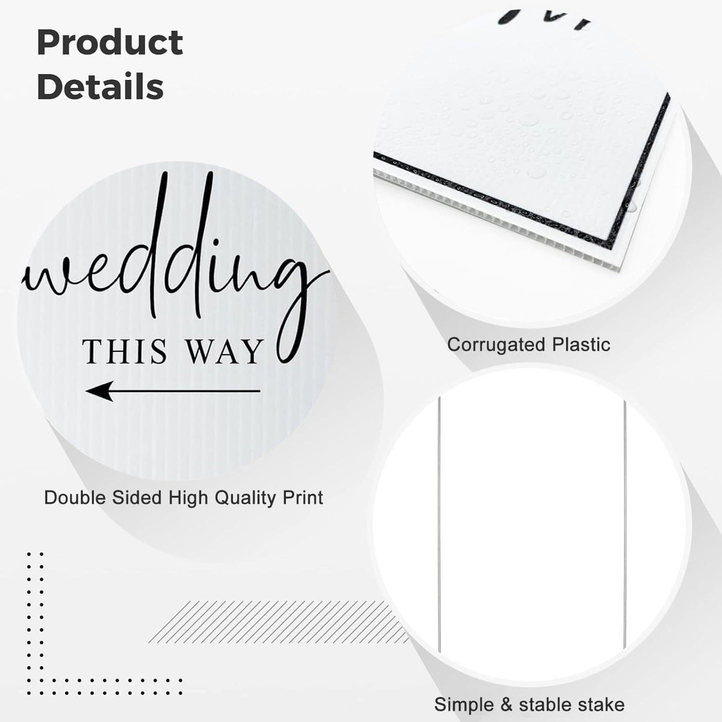 Bulk 3 Pack Weatherproof Wedding Direction Signs Double Sided Elegant Arrows with Rust Proof H-Stakes 12x17 Inch All-Season Lawn Yard Decor for Weddings Receptions & Outdoor Events Wholesale