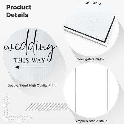 Bulk 3 Pack Weatherproof Wedding Direction Signs Double Sided Elegant Arrows with Rust Proof H-Stakes 12x17 Inch All-Season Lawn Yard Decor for Weddings Receptions & Outdoor Events Wholesale
