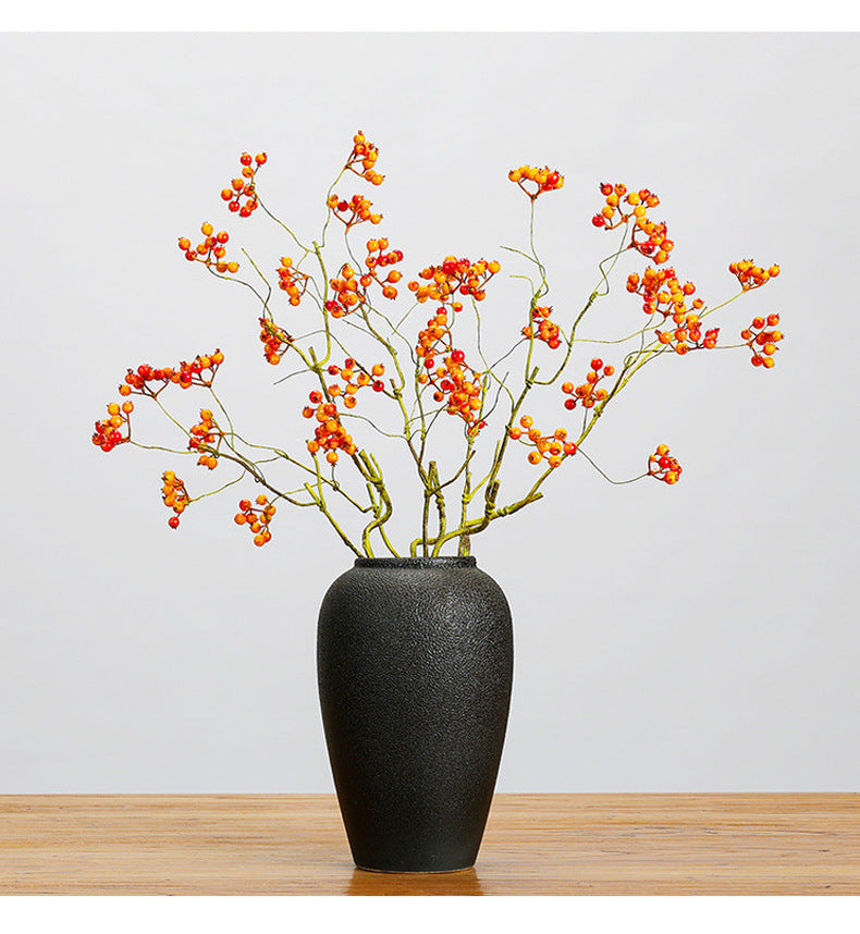 Artificial Berry Bush with 9 Blooms, Red Holly & Wild Berries, 28" Tall, Foam Material, for Home Decor, Weddings & Events