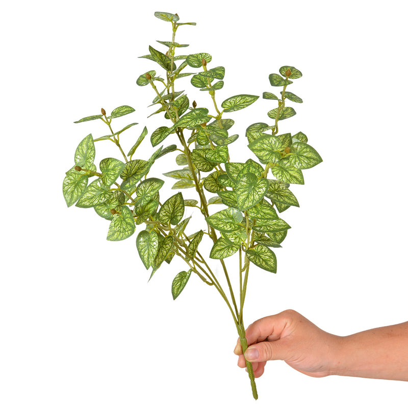 Artificial Caladium Leaf Bush, 7" Silk-Like Faux Greenery, Indoor Outdoor Decor