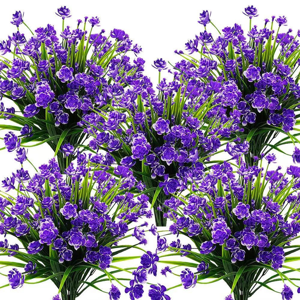Premium UV Resistant Artificial Flowers 10 Bundles Fake Plants for Outdoor Porch Patio Garden Hanging Planter Decor