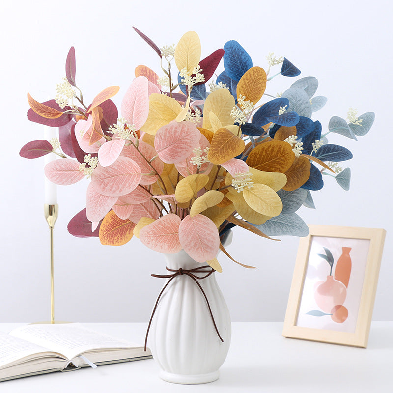 21 Inch Artificial Autumn Leaves Eucalyptus Stems with Seeds, 10 Pcs Fall Floral Arrangement Decor