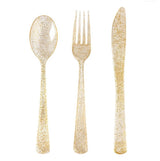 Bulk 100 Pcs Gold Glitter Disposable Tableware Set Plastic Knife Fork Spoon Wholesale