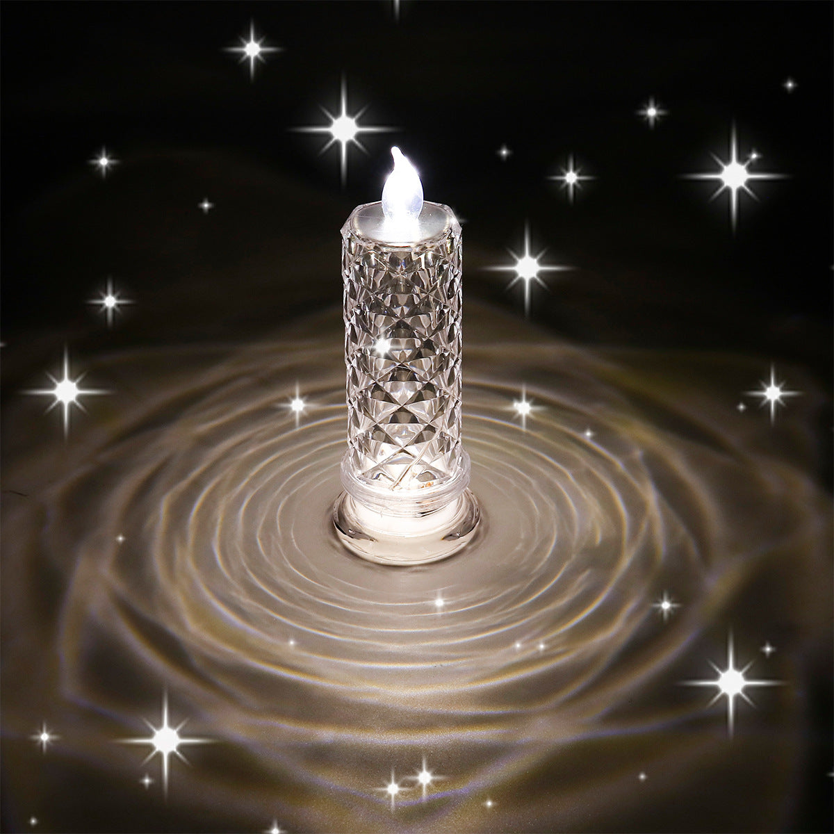 Bulk 2 Pcs LED Flameless Candles With Rose Pattern Refraction Halo Projection For Birthday Wedding Party Decor Wholesale