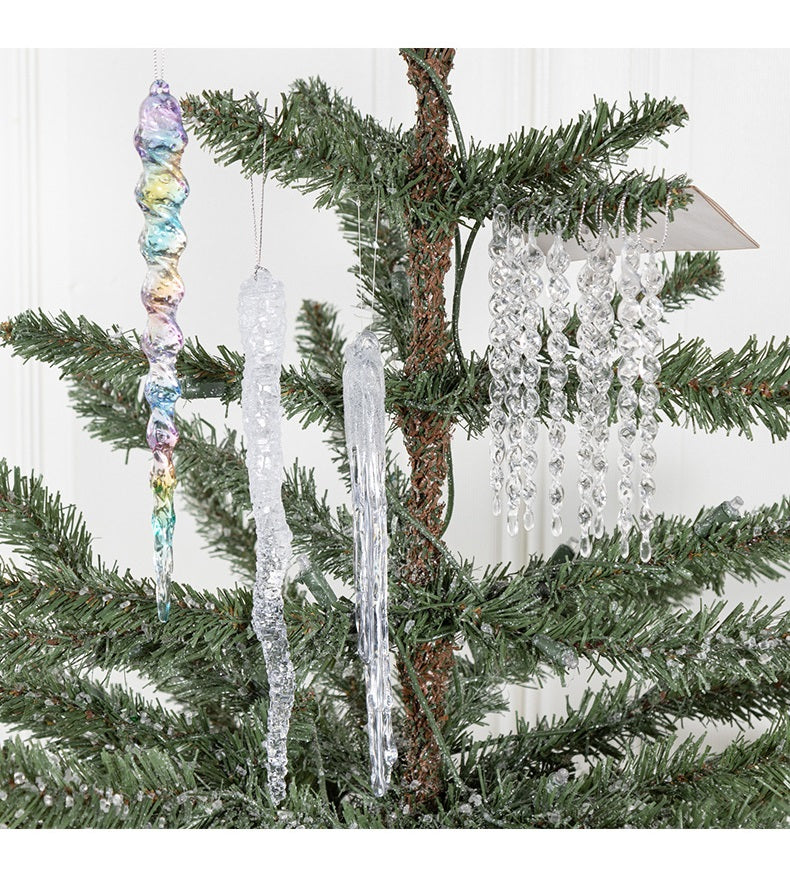 Clear Acrylic Ice Strip Christmas Ornaments Bulk Hanging Decorations for Xmas Trees