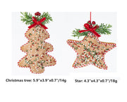 10 Pcs Non-Woven Christmas Tree Star Ornaments with Red Bow Pendant Holiday Decor