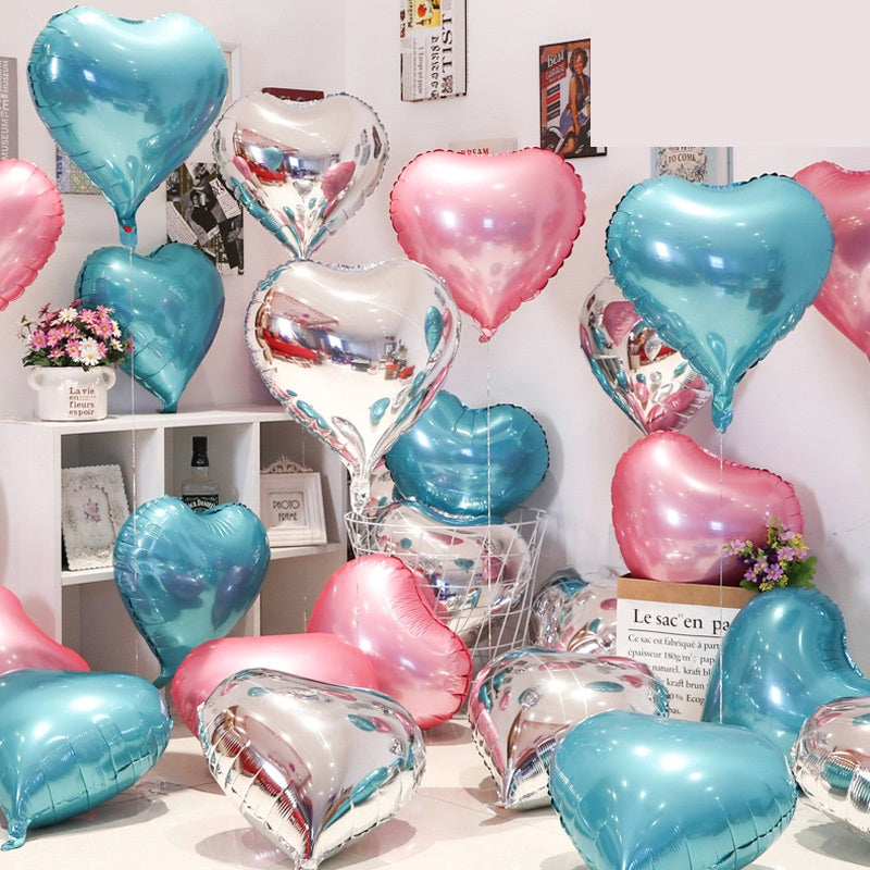 Bulk 50 Pcs 7 Inch Heart-shape Foil Balloons Mylar Balloons for Wedding Valentine's Day Decor Wholesale