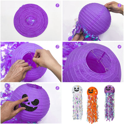 Bulk 2pcs Halloween Pumpkin Jellyfish Paper Lanterns Haunted House Hanging Decorations DIY Lantern Props Wholesale
