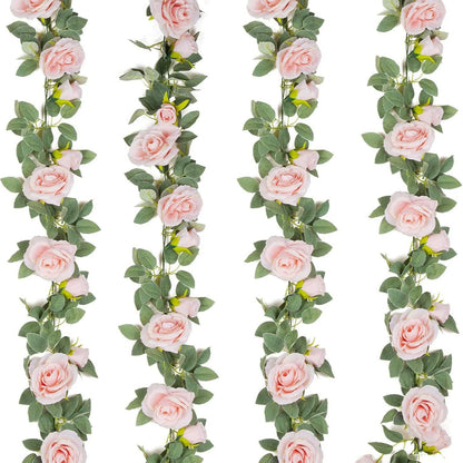 Bulk 5.6ft Silk Rose Garland UV Resistant Artificial Flowers Wedding Arch Draping Outdoor Garden Backdrop Party Ceiling Canopy Wrinkle Non-Toxic Wholesale