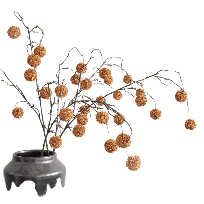 Single Stem Artificial Chestnut Branch, 39" Length with 8 Blooms, Retro Home Decor for Indoor Spaces
