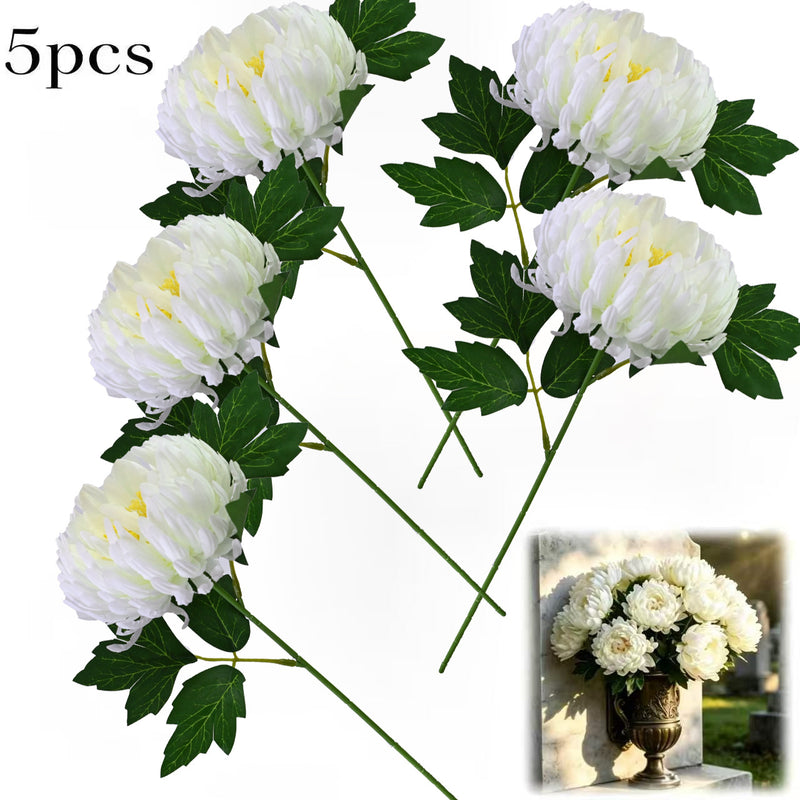 Single Stem Chrysanthemum Artificial Flower, Silk-Like Fabric, 14cm Bloom, Indoor/Outdoor Use, UV-Resistant
