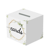 Wedding Wishes Box for Newlyweds - 6.3 Inch Cube Card Box for Wedding Baby Shower Bridal Shower & Birthday Party (Greenery Collection)