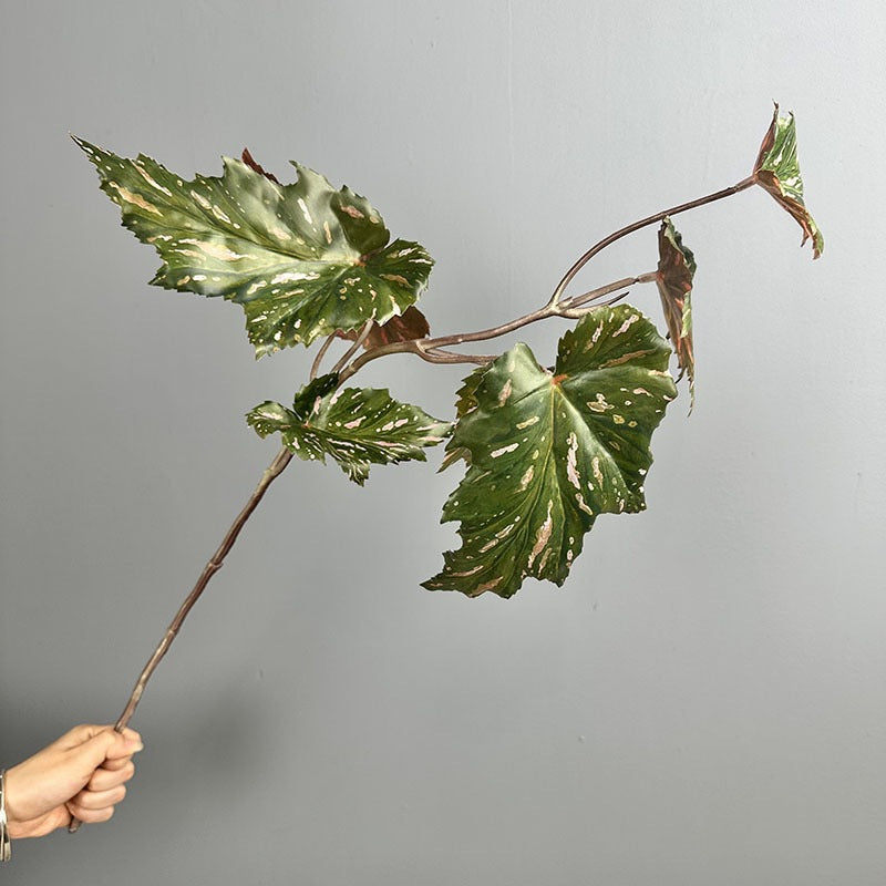 Artificial Begonia Bush, 28" Tall Faux Trout Leaf Begonia Plant for Home Decor, Wedding Centerpieces, and Commercial Displays