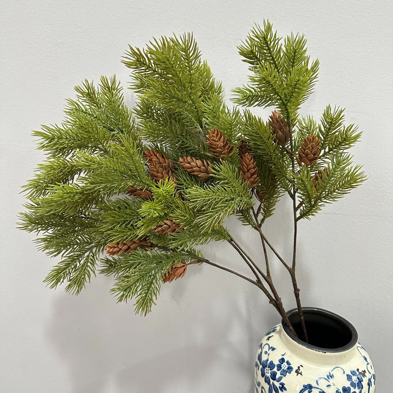 Artificial Pine Bush with Berries, Faux Pine Needle Branch, Plastic PE/PVC, Indoor Outdoor Decor for Home, Wedding & Window Display