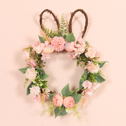 Bulk 2 Pcs Bunny Easter Wreath LED Grapevine Wreaths Reusable Family Photo Backdrops Indoor Outdoor Holiday Party Wholesale