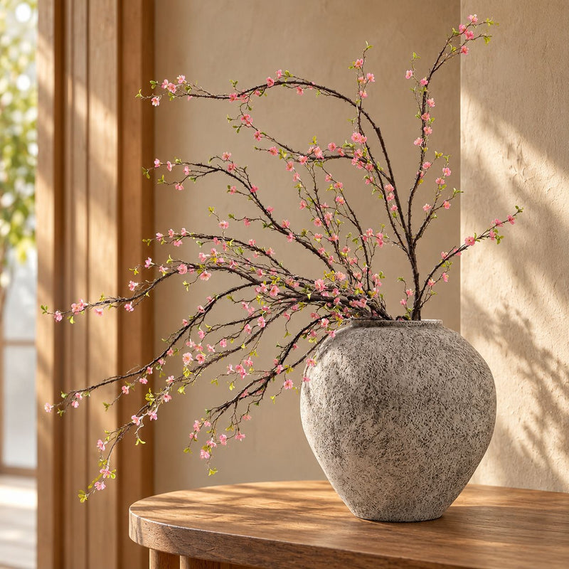 Artificial Wildflower Branch, Single Stem with 30 Blooms, Tall 50" Faux Silk-Like Fabric for Vases, Home & Window Display