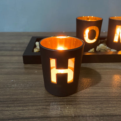 Bulk Hollow-out Candle Cup Set with Wooden Tray for Home Wedding Party Table Centerpiece Decor Wholesale