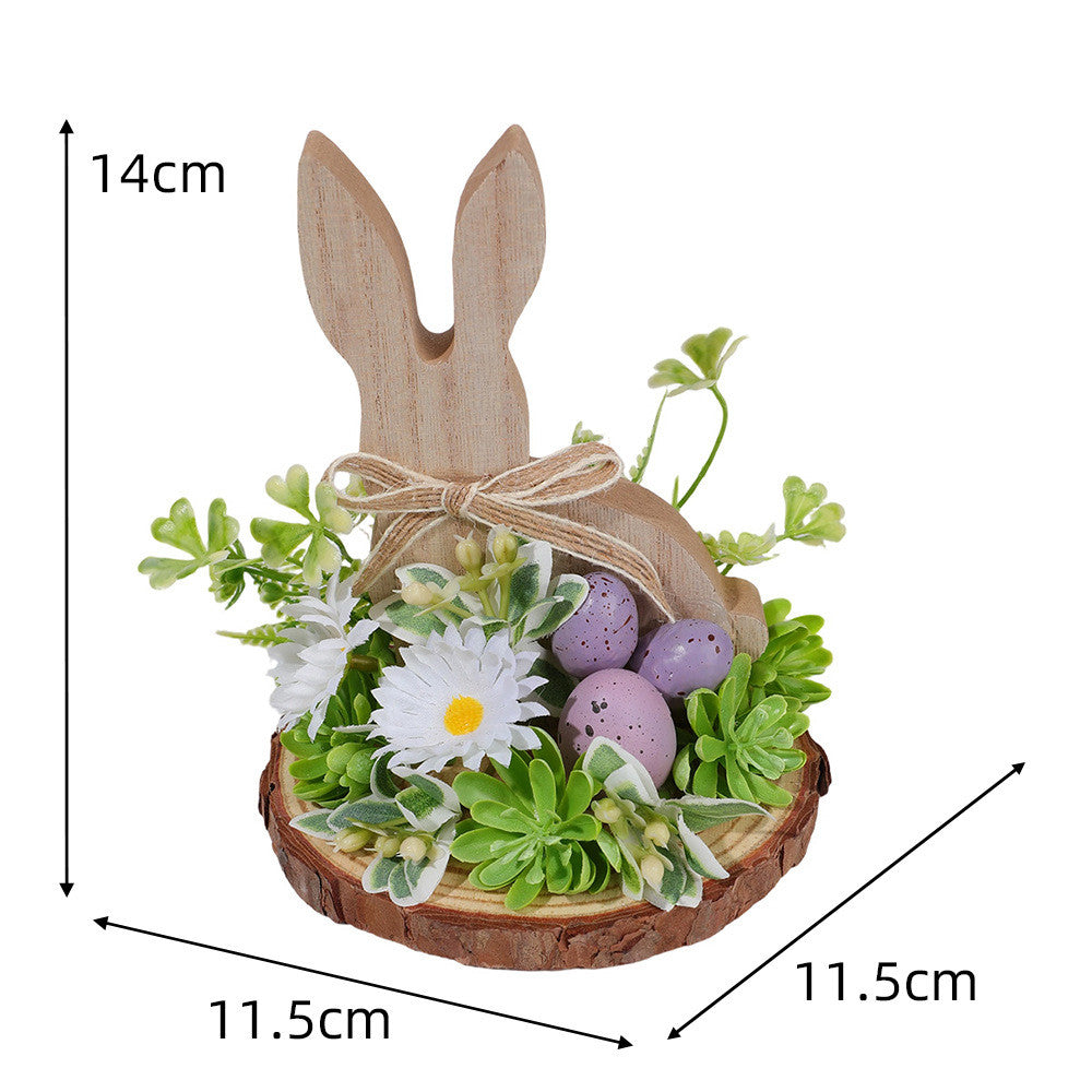 Easter Wooden Decor 3-Pack - Bunny & Egg Farmhouse Table Accents (5.91"×4.72"×4.72")