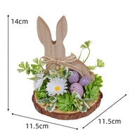 Easter Wooden Decor 3-Pack - Bunny & Egg Farmhouse Table Accents (5.91"×4.72"×4.72")