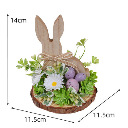 Easter Wooden Decor 3-Pack - Bunny & Egg Farmhouse Table Accents (5.91"×4.72"×4.72")