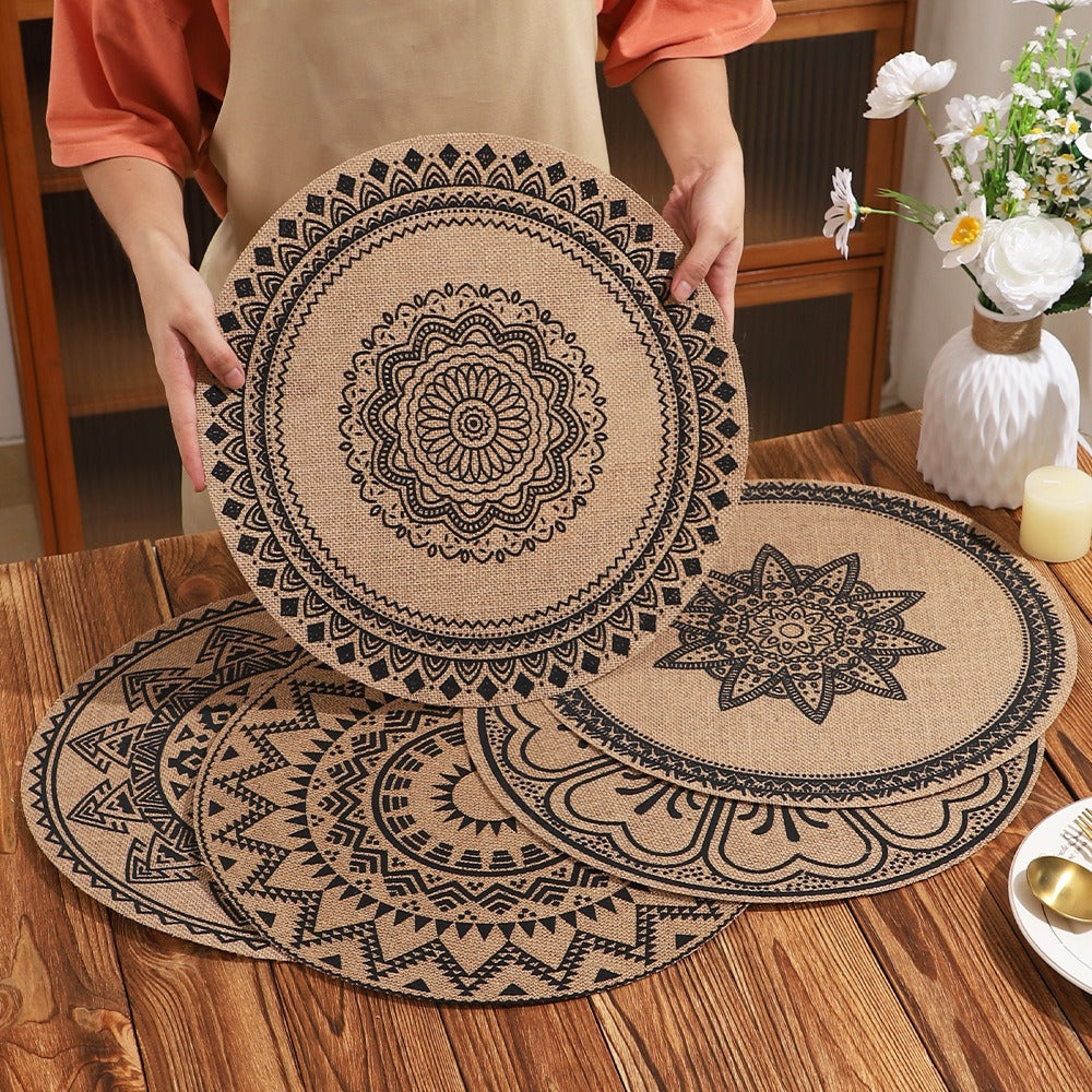 2-Pack Natural Jute Heat-Resistant Table Pads - 15 Inches Dining Table Decor