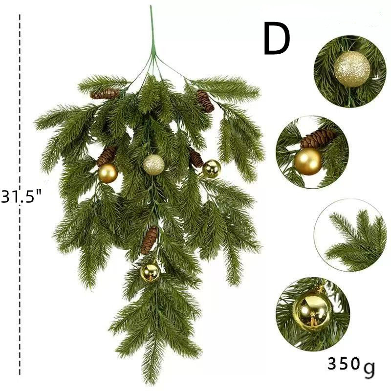 Christmas Artificial Pine Needle Wall Hanging - Plastic Floral Decor for Holiday Decorations