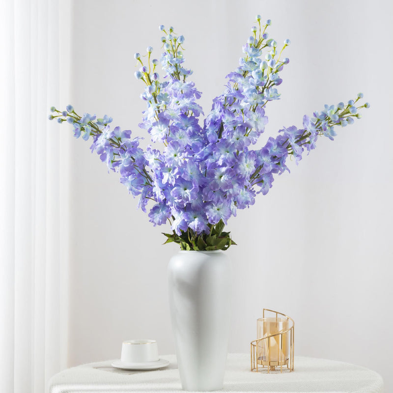 45" Artificial Delphinium Bush, Silk-Like Fabric, Modern Style for Weddings, Home Decor, and Events