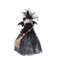 Halloween Witch Doll Tree Topper & Table Decor - 8.27"H x 11.22"W Gauze & Sequin Material Lightweight 30g