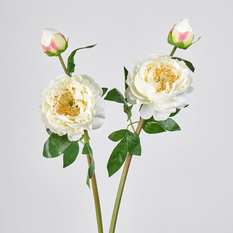 Peony Artificial Flowers, 2-Bloom Bush with Silk-Like Fabric, 26" Height for Home Decor, Wedding, Events & Commercial Displays