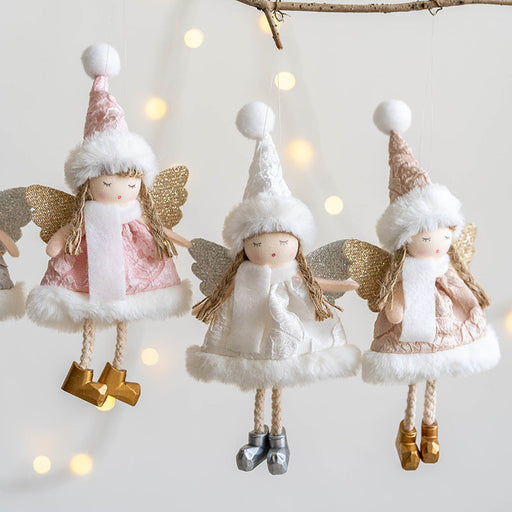 Angel Doll Pendant Ornaments 12 Pcs Bulk Christmas Tree Hanging Decorations for Wedding Birthday New Year Party Decor