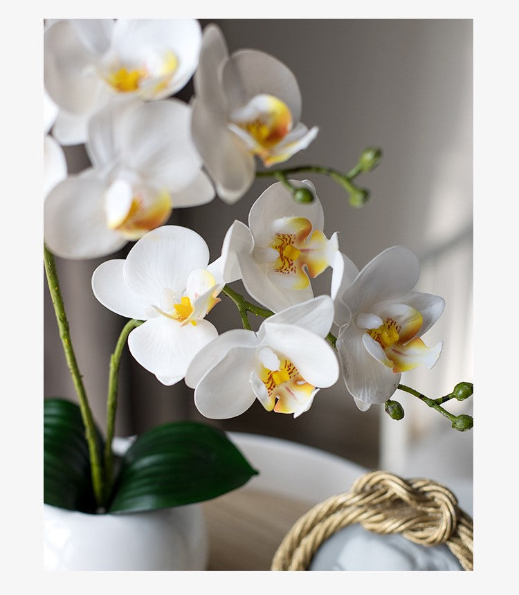 13 Inch Artificial Orchid Flowers 6 Pcs Real Touch Silk Potted Plants