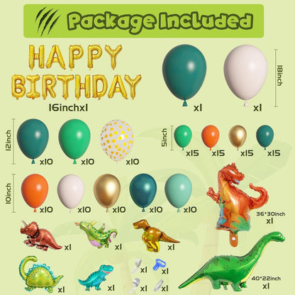 Dinosaur Balloon Arch Kit (167pcs) - Kids Birthday Party Supplies | Dinosaur Themed Decor