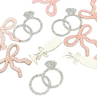 Bachelorette Party Decor Glitter Confetti (100pcs) - Bow Ring & Champagne Glass Table Sprinkles