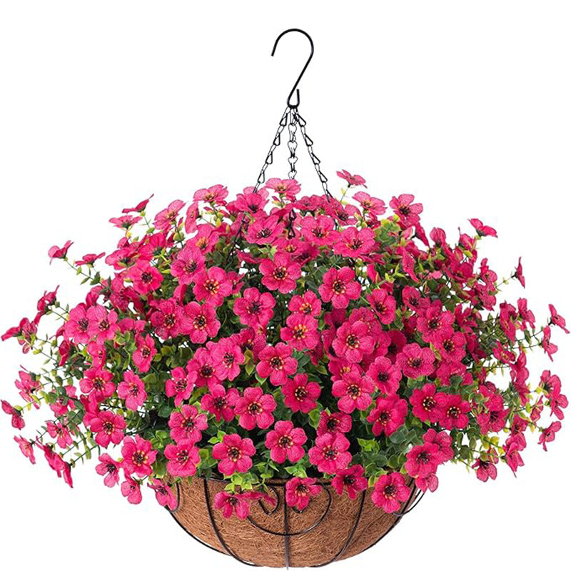 Premium Artificial Hanging Flower Basket UV-Resistant Silk Daisy Eucalyptus Outdoor Porch Patio Balcony Yard All-Weather 3D Pistil