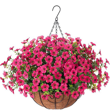 Premium Artificial Hanging Flower Basket UV-Resistant Silk Daisy Eucalyptus Outdoor Porch Patio Balcony Yard All-Weather 3D Pistil