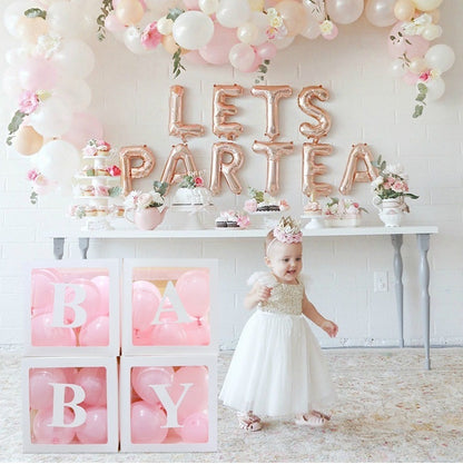 Bulk 4 Pcs Clear Balloon Boxes with Letters for Baby Shower Birthday Party Backdrop Decor Wholesale