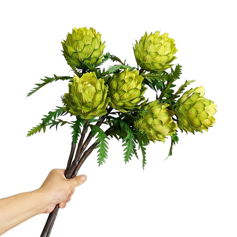 Artificial Bromeliad Stem, Single Tropical Floral Spray, 16" Tall for Home Decor, Wedding & Event Styling