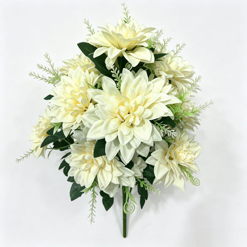 Artificial Daisy Chrysanthemum Bush with 12 Blooms, 15 Inches, Silk-Like Fabric, for Weddings, Home Decor, and Events