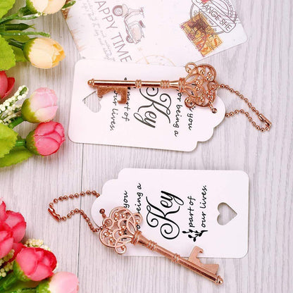 Bulk 50 Pack Vintage Skeleton Key Bottle Openers Wedding Favors Set with Keychains Durable Metal Bottle Opener Bulk for Bridal Showers Rehearsal Dinners & Anniversary Parties Wholesale