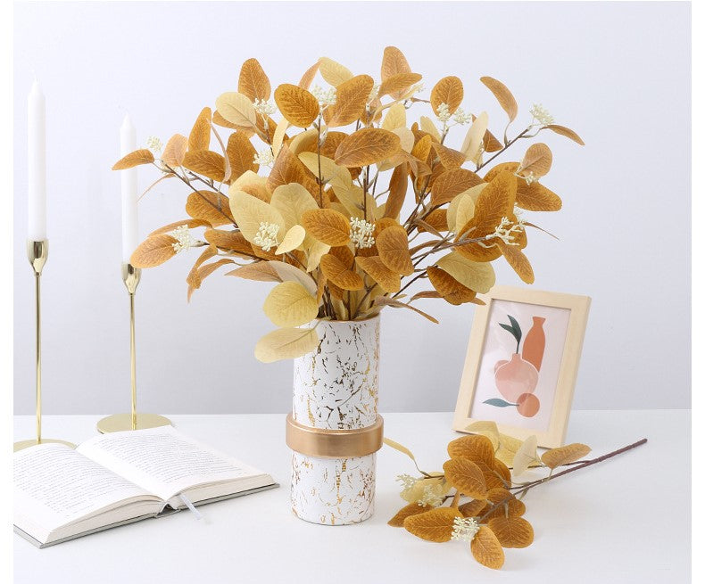 21 Inch Artificial Autumn Leaves Eucalyptus Stems with Seeds, 10 Pcs Fall Floral Arrangement Decor
