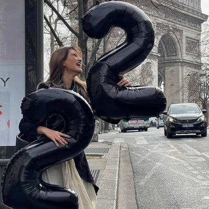 Bulk Black 40 Inch Digital Balloons for Birthday Party Anniversary Valentine's Day Wedding Supplies Scene Decor Arrangement Wholesale