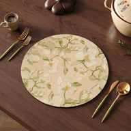 Heat-Resistant Round Placemats (13"x13") - Waterproof Oil-Proof Thickened Chinese Style Table Mats for Dining & Hotel