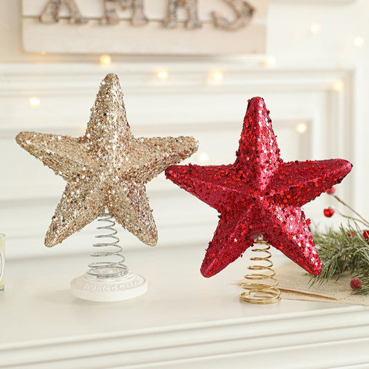 New Glitter Christmas Tree Topper Star - Sparkly Starburst Ornament for Xmas Decor