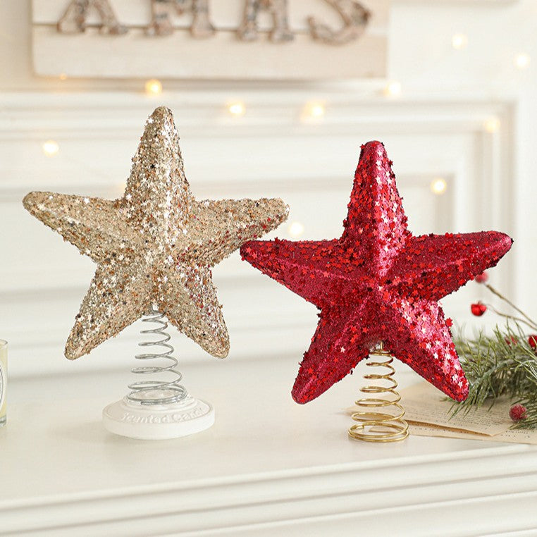 New Glitter Christmas Tree Topper Star - Sparkly Starburst Ornament for Xmas Decor