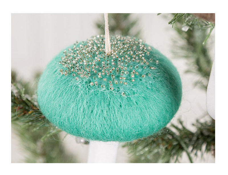 Bulk 12 Pcs Christmas Wool Felt Mushroom Ornaments for Xmas Tree Home Indoor Party Decor