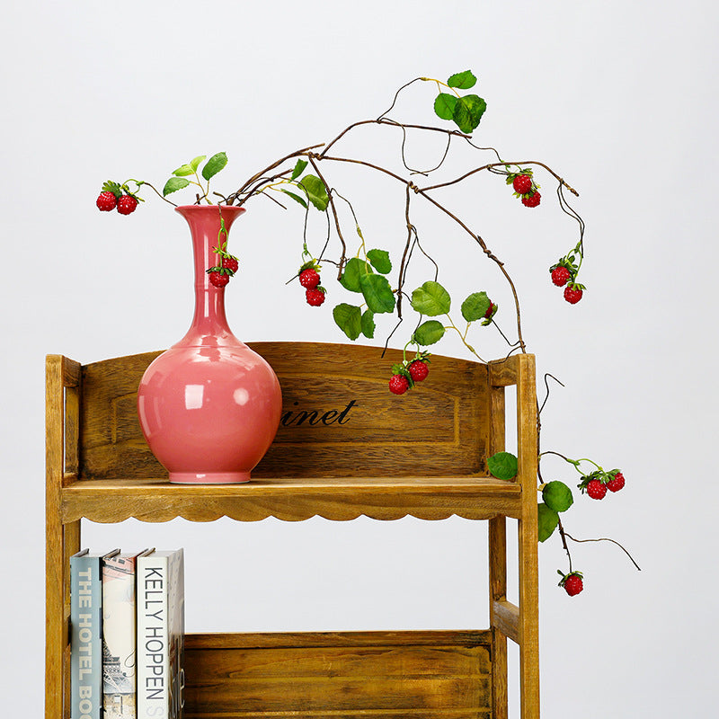 Artificial Raspberry Vine Garland with Berries, 38" Long Realistic Faux Foliage for Home Decor, Wedding Backdrops, Floral Arrangements