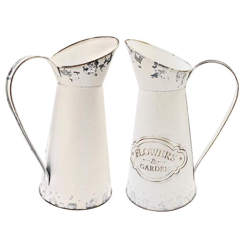 Bulk Metal Flower Vase White Shabby Chic Vintage Farmhouse Jug Vase for Home Kitchen Living Room Wholesale