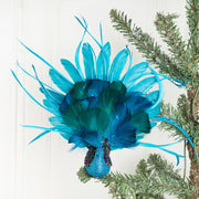 10 Pcs Christmas Glitter Peacock Ornaments Artificial Hanging Decorations for Tree Wall Door Party